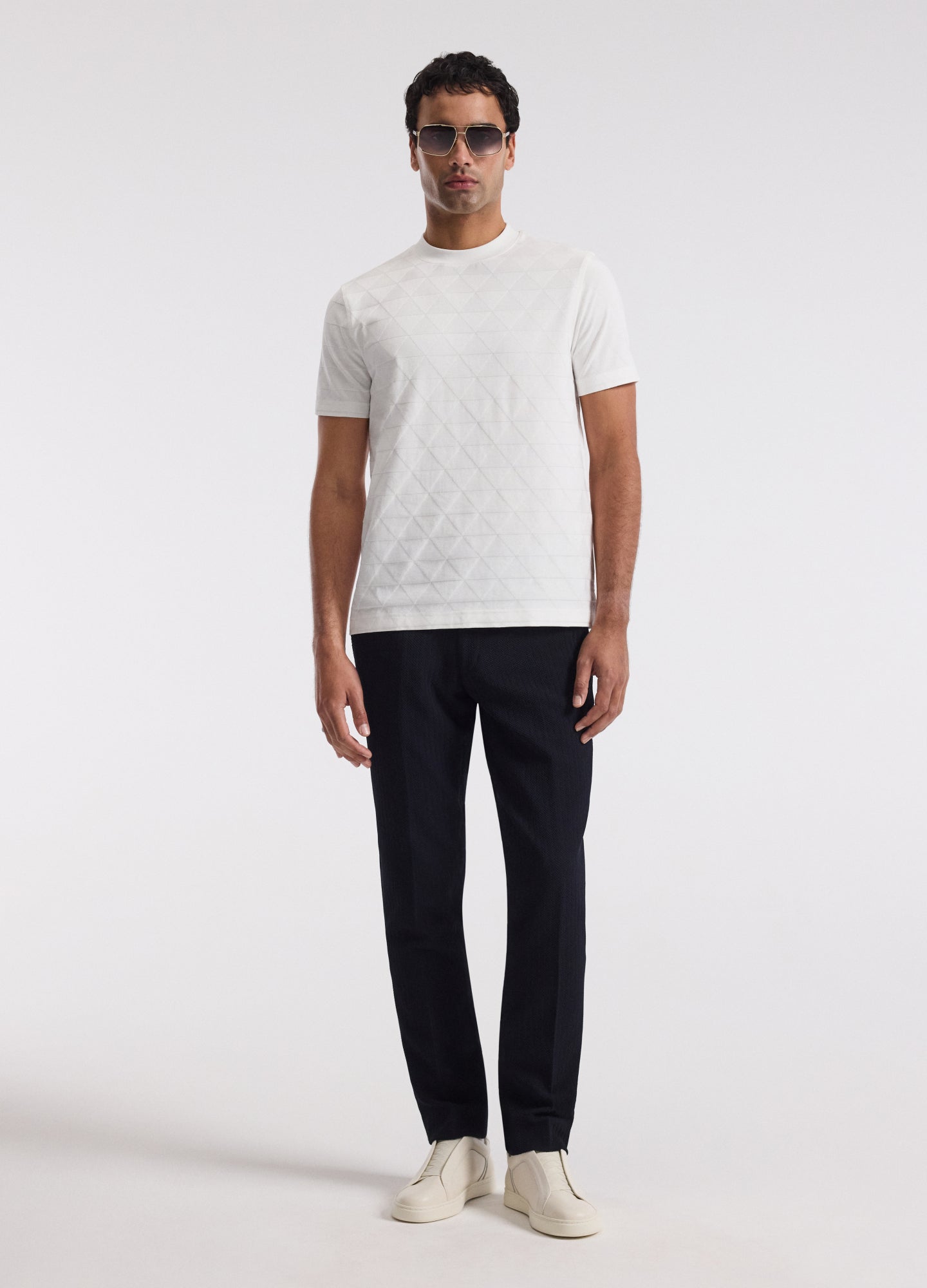 Geometric Jacquard T-shirt Off White