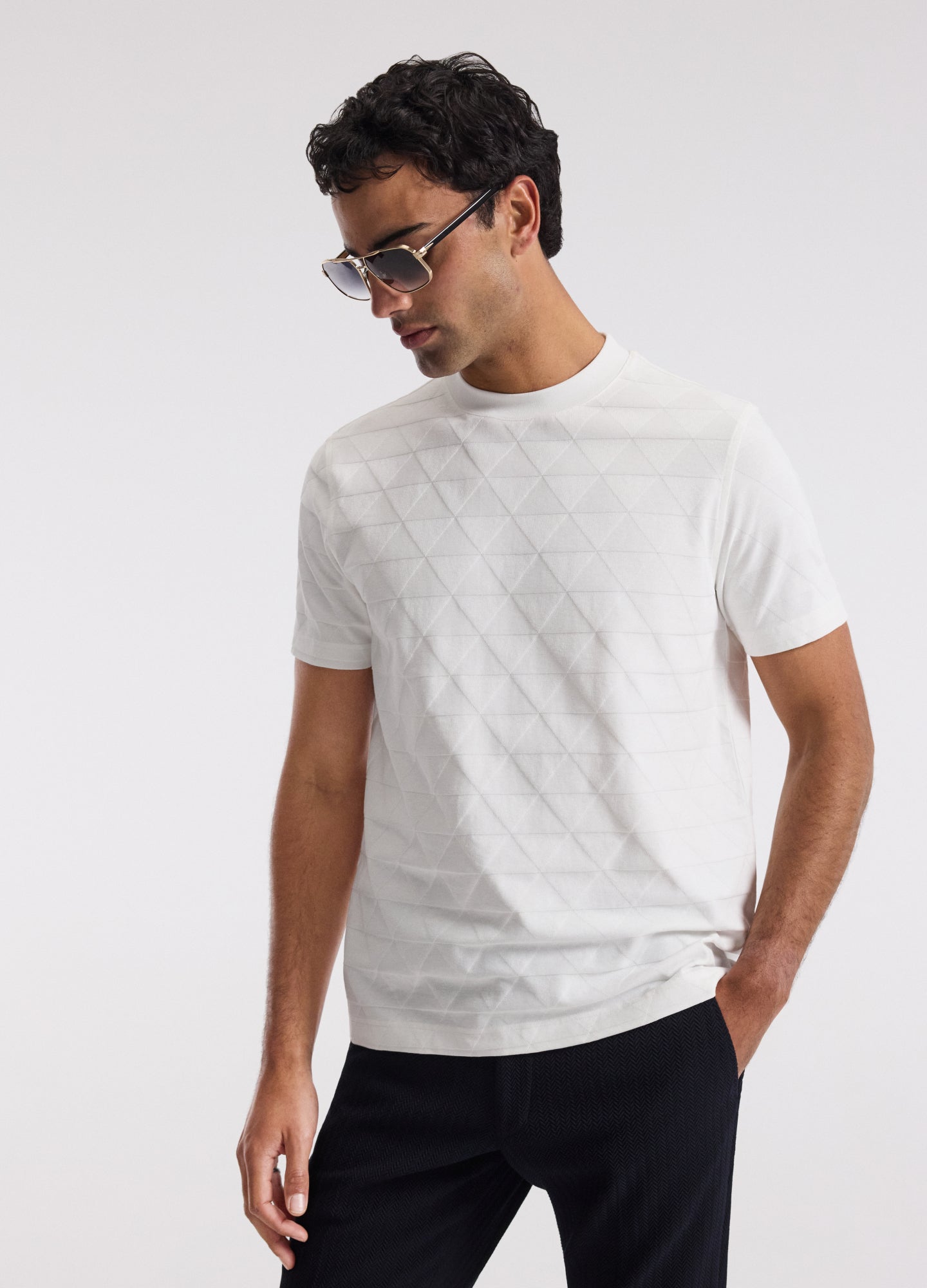 Geometric Jacquard T-shirt Off White