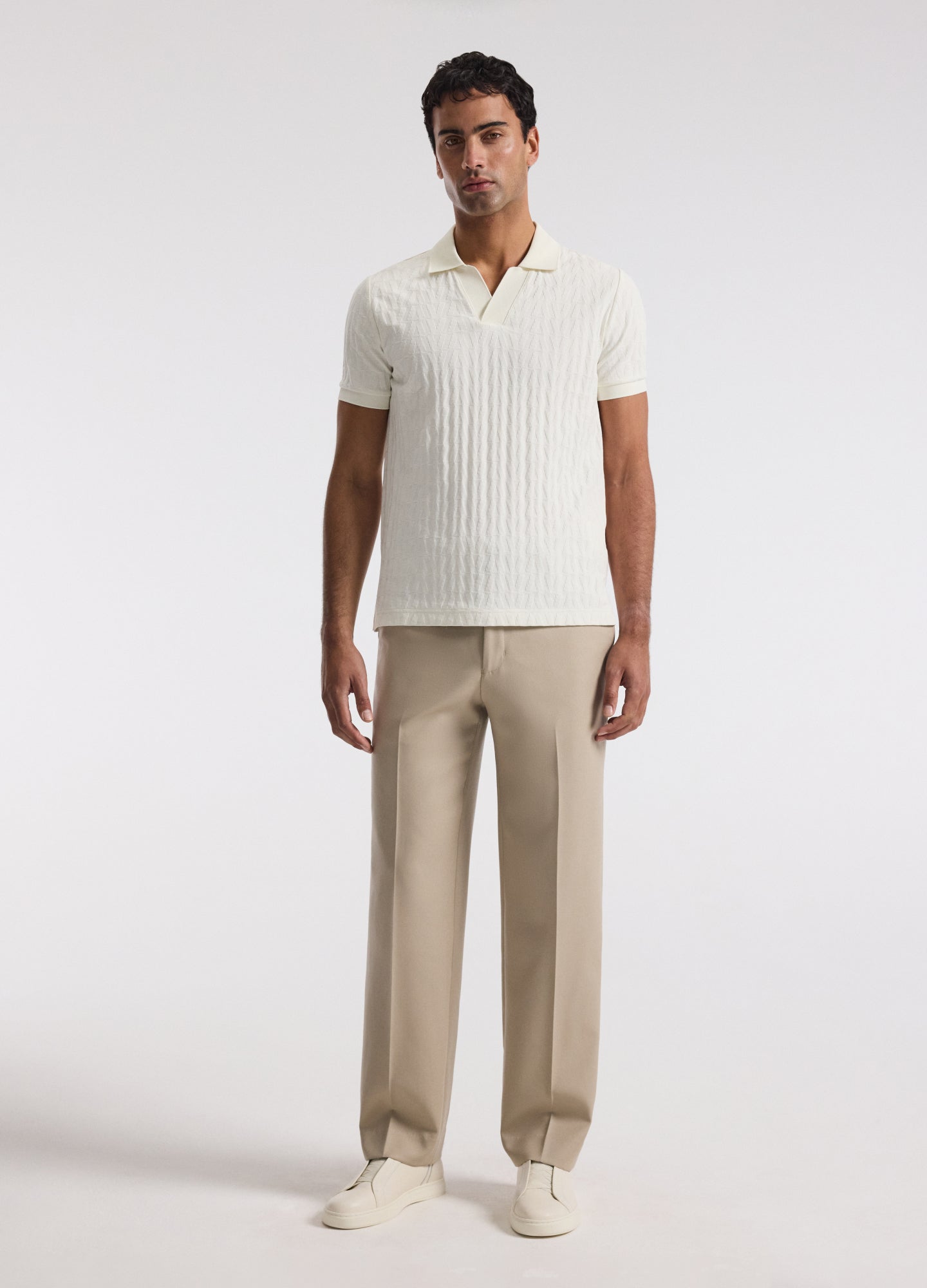 Chevron Jacquard Polo Cream
