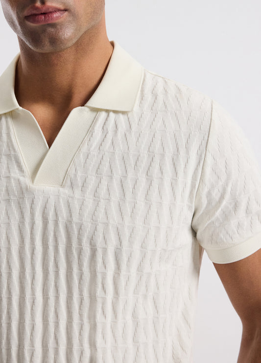Chevron Jacquard Polo Cream