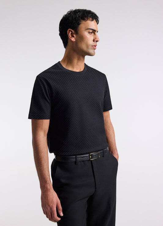 Relaxed Diagonal Jacquard T-shirt Black