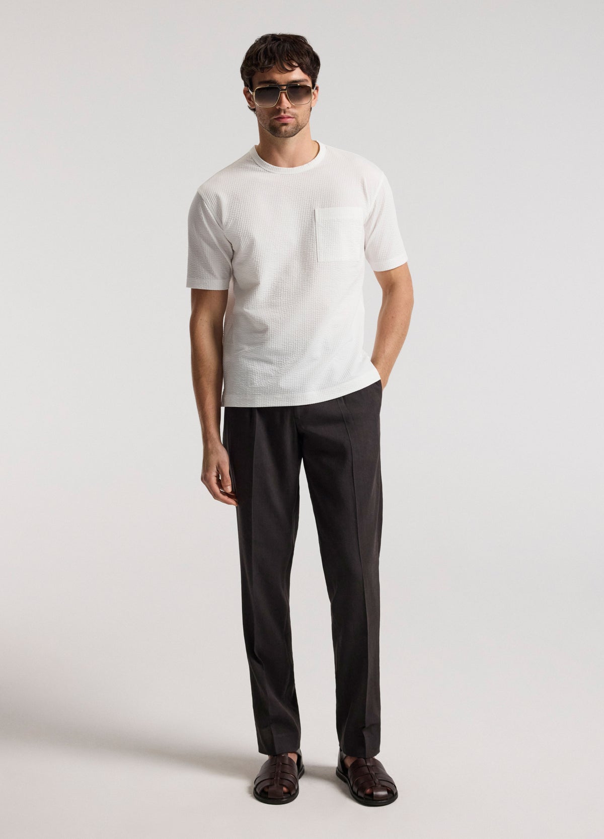 Loose Fit Seersucker T-shirt White