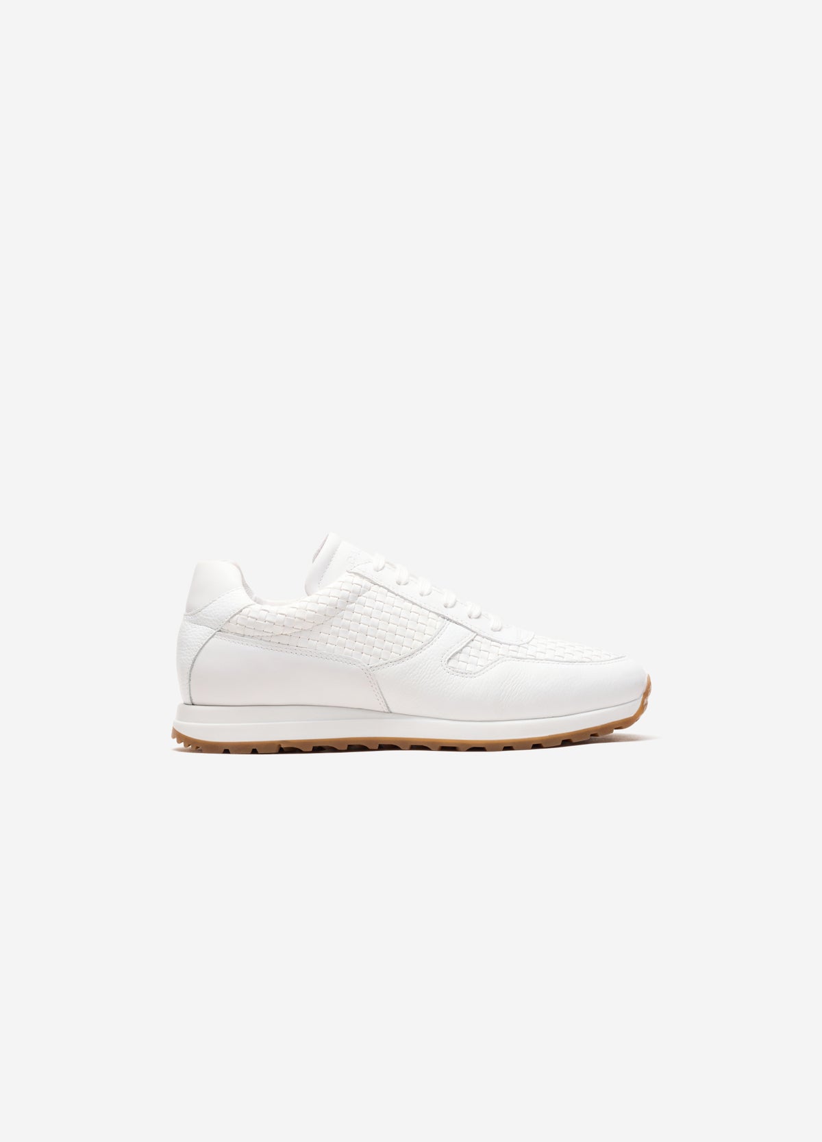 Woven Leather Sport Sneaker White