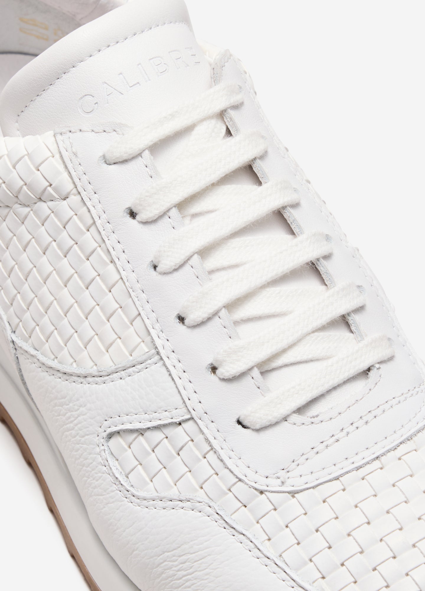 Woven Leather Sport Sneaker White