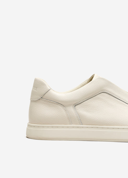 Braided Elastic Leather Sneaker Cream