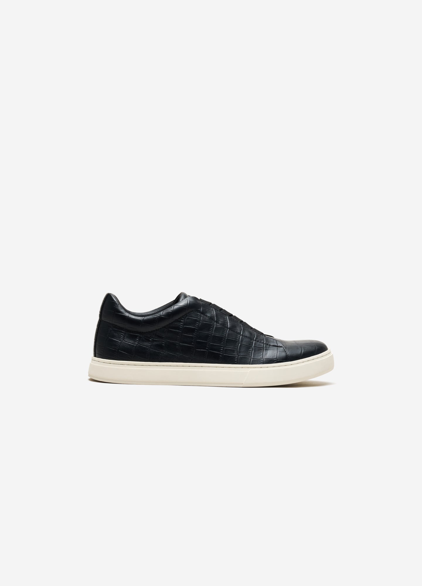 Croc Embossed Leather Sneaker Black