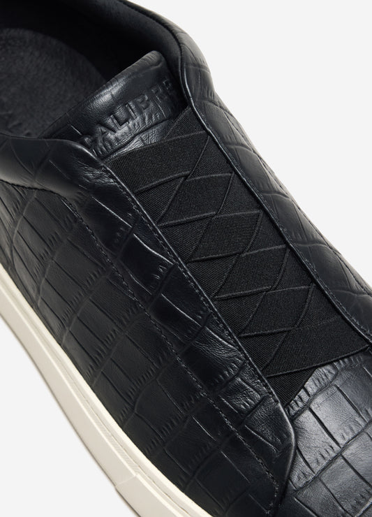 Croc Embossed Leather Sneaker Black