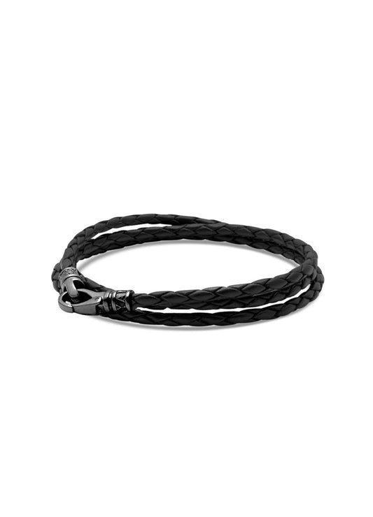 Nialaya Wrap Around Leather Bracelet Black