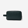 Woven Leather Wash Bag Dark Teal
