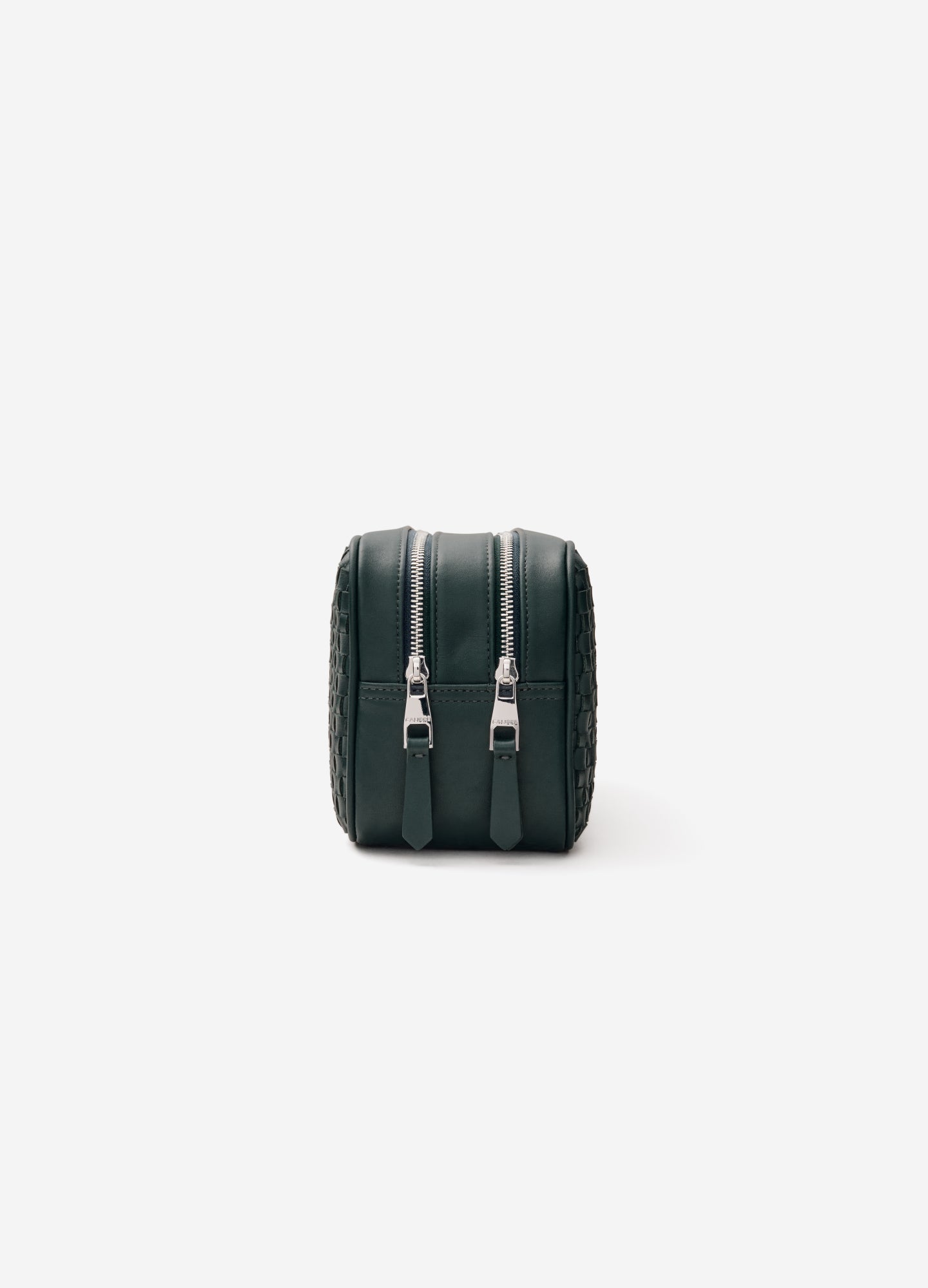Woven Leather Wash Bag Dark Teal