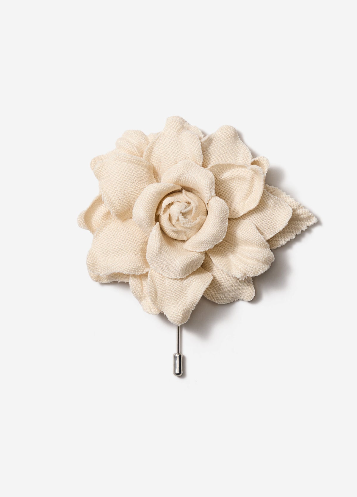Linen Flower Lapel Pin Natural