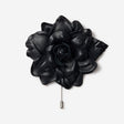 Leather Flower Lapel Pin Black