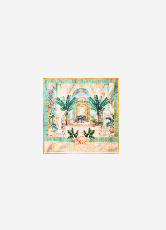 Palace of Palms Silk Pocket Square Jade Combo