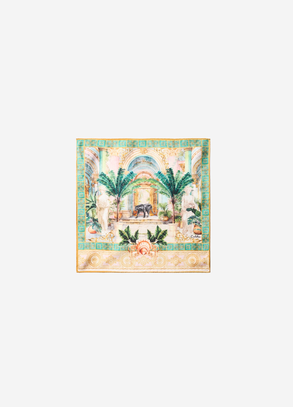 Palace of Palms Silk Pocket Square Jade Combo