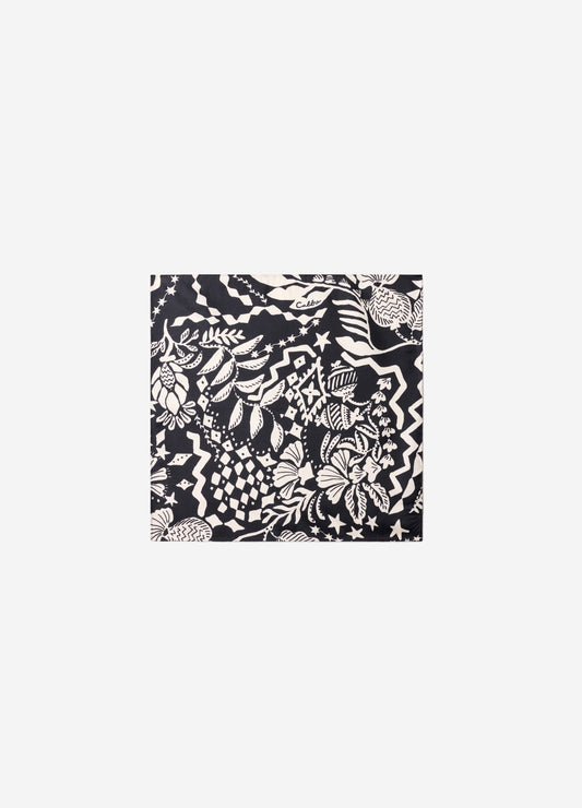 Shadow Tapestry Silk Pocket Square Black Combo