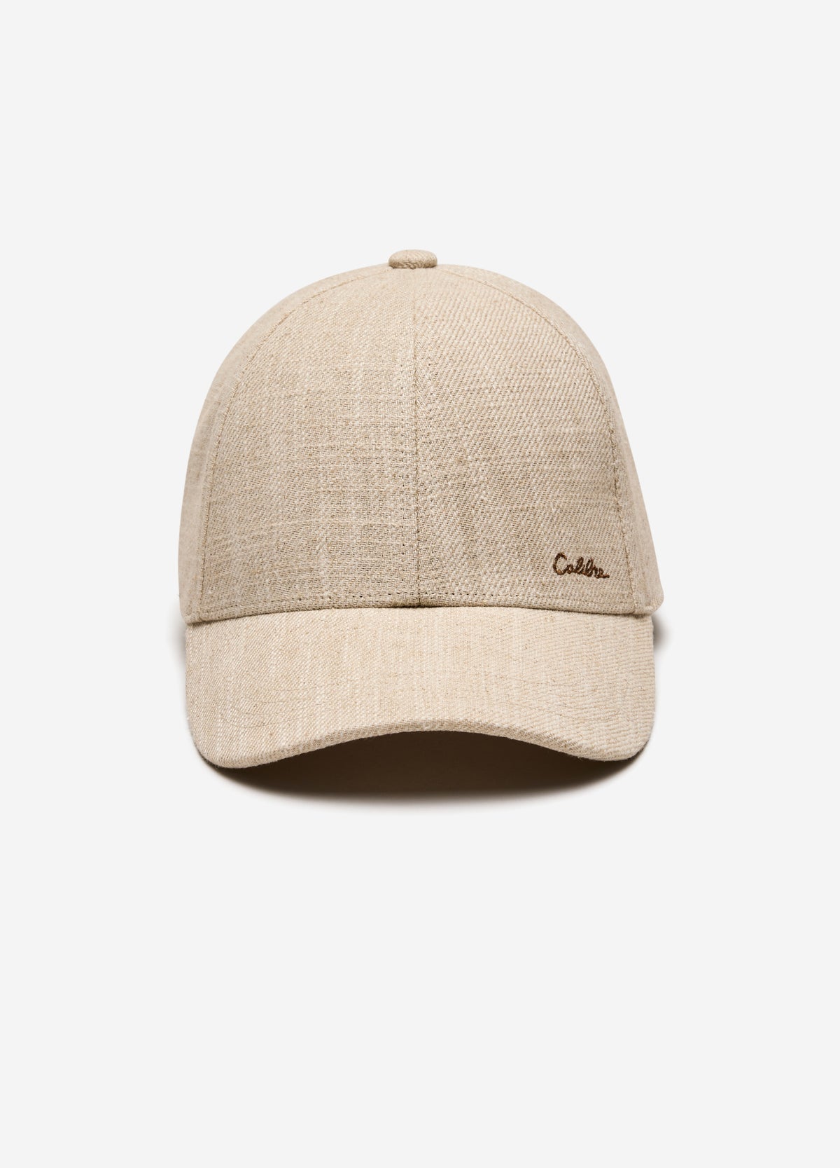 Embroidered Linen Blend Cap Natural