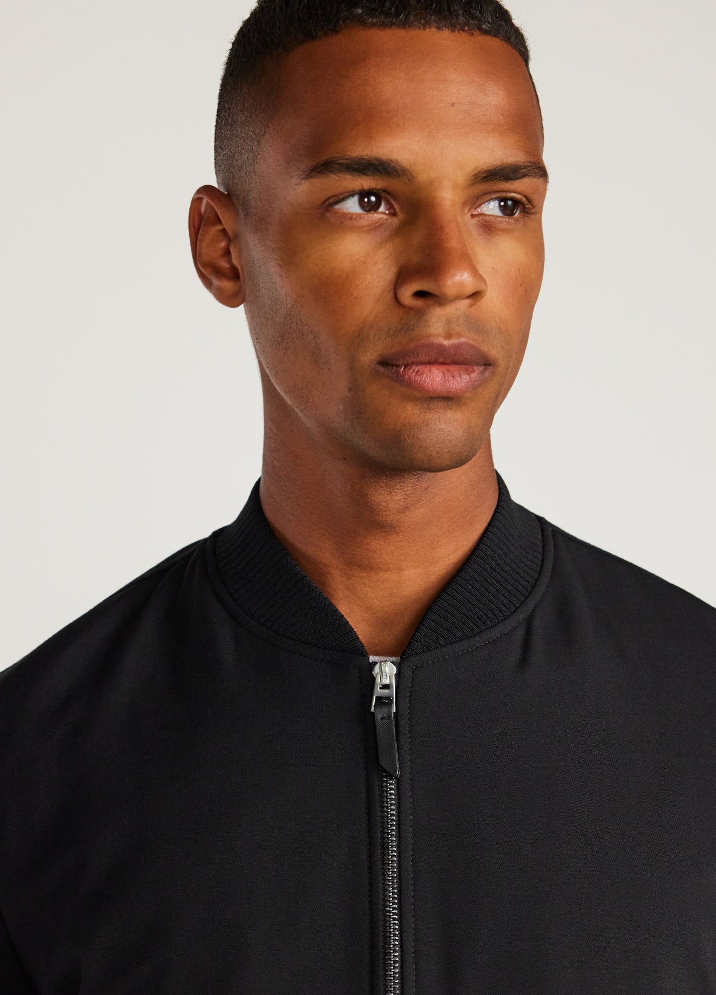 Padded Tech Wool Bomber Jacket Black