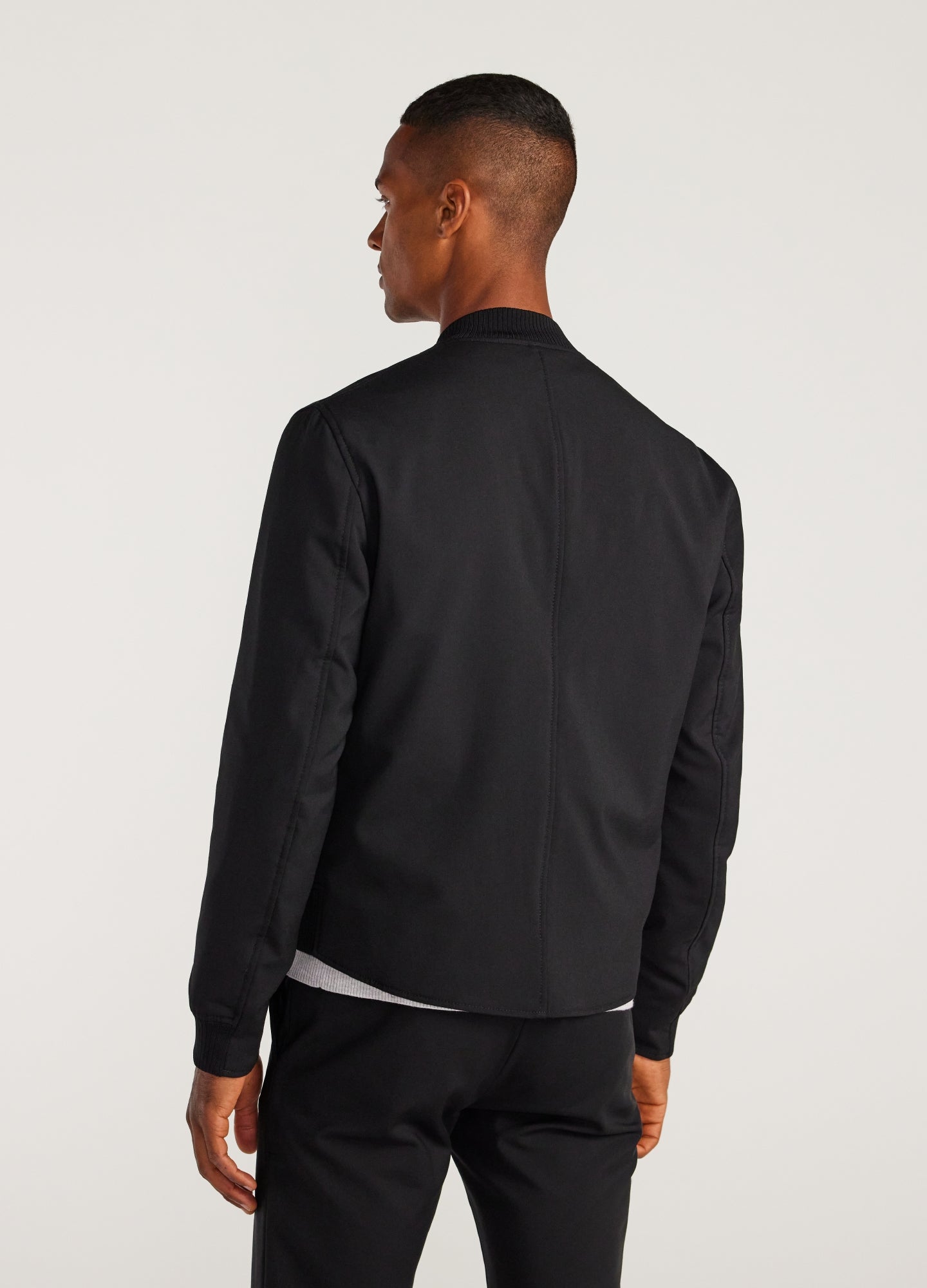 Padded Tech Wool Bomber Jacket Black