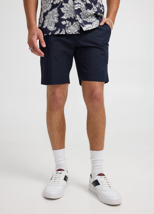 Textured Twill Shorts Navy