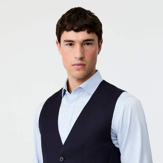 Wool Twill Waistcoat Navy