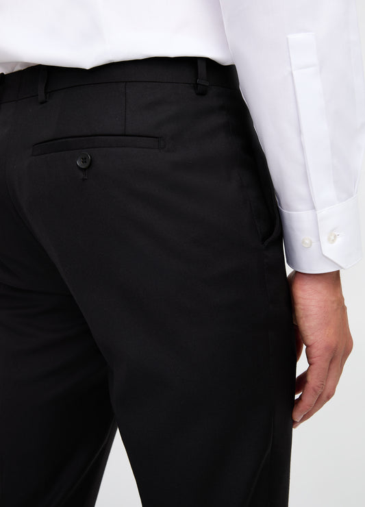 Slim Wool Twill Pant Black