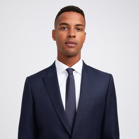 Tonal Basketweave Suit Jacket Navy Combo