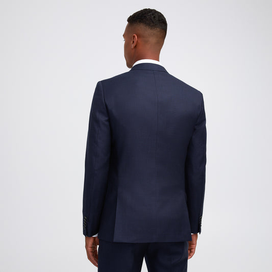 Tonal Basketweave Suit Jacket Navy Combo