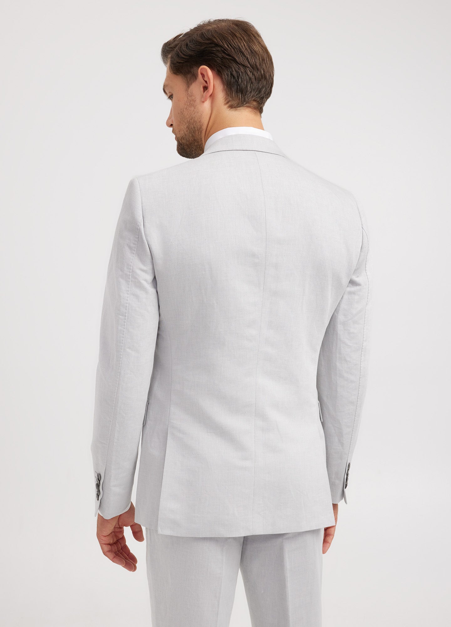 Linen Cotton Twill Suit Jacket Silver