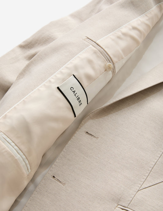 Linen Cotton Twill Suit Jacket Natural