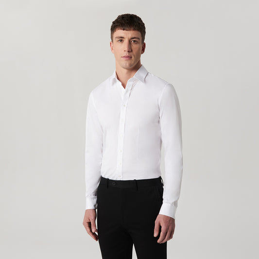 Stretch Cotton Poplin Shirt White