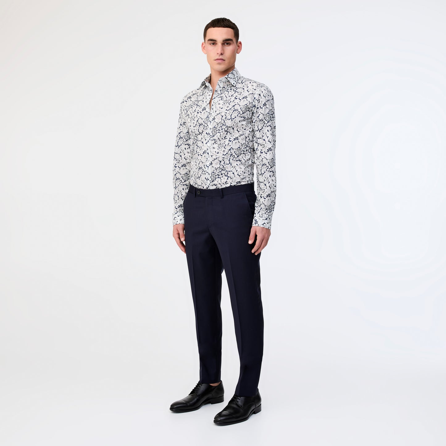 Tailored Fit Sketched Garden Printed Shirt Navy Combo