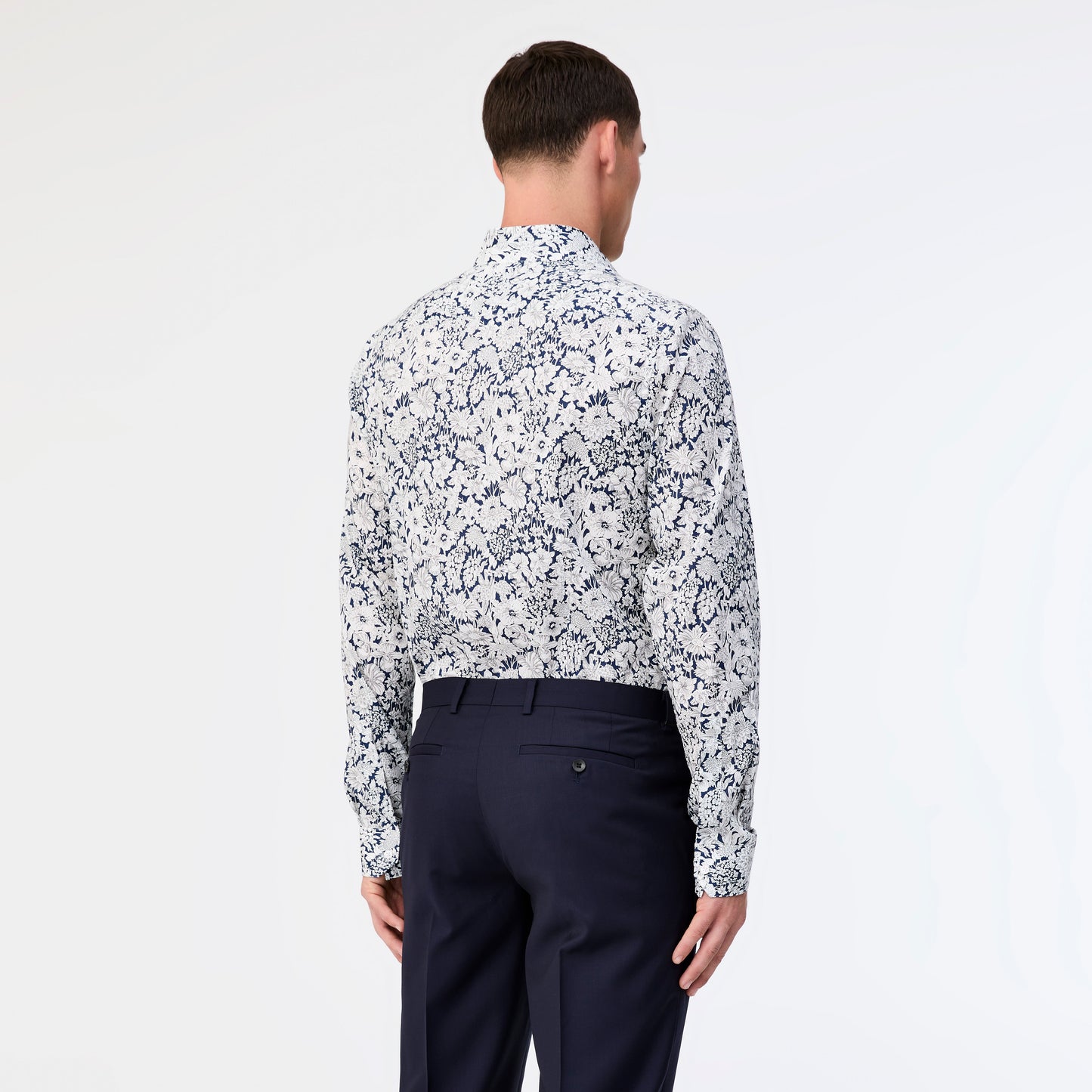 Tailored Fit Sketched Garden Printed Shirt Navy Combo