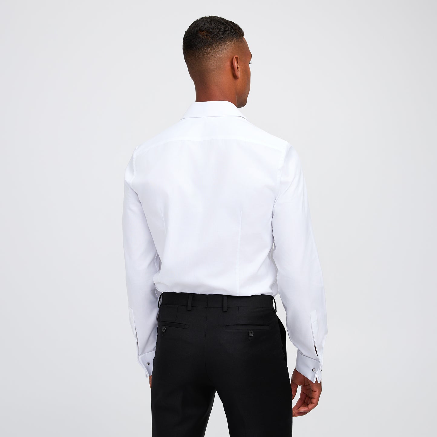 French Cuffed Textured Shirt White