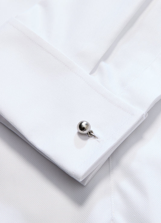 French Cuffed Textured Shirt White
