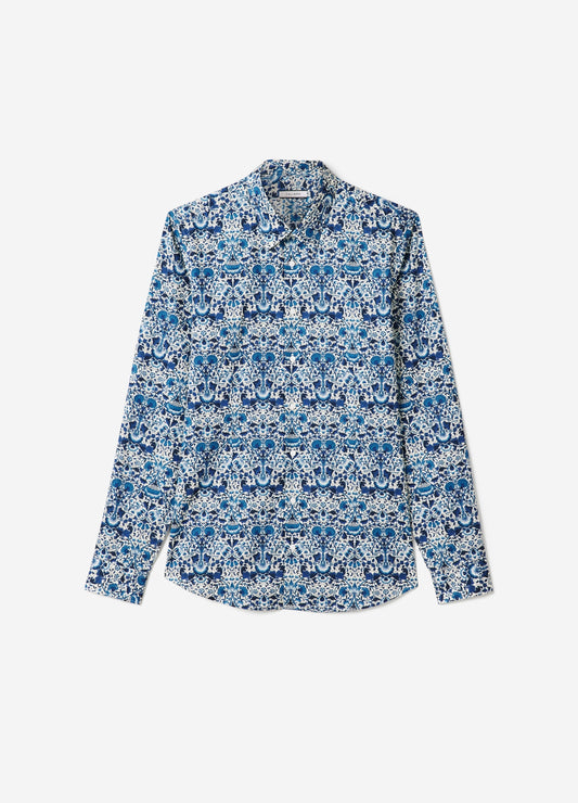 Trailing Botanic Print Shirt Teal