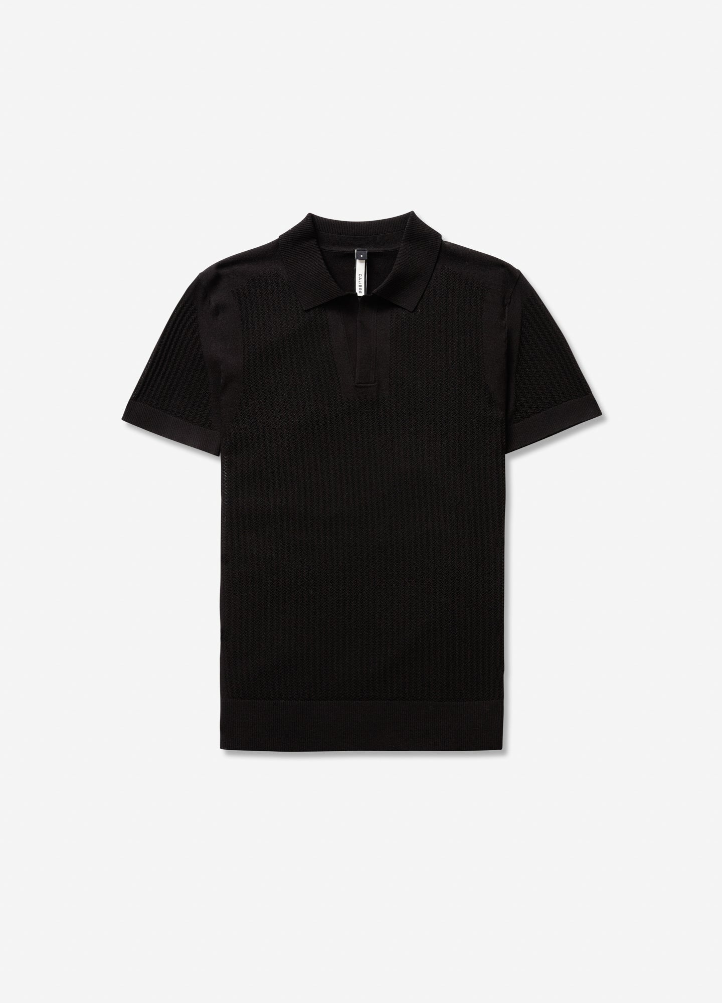 Zig Zag Lace Tech Knit Polo Black
