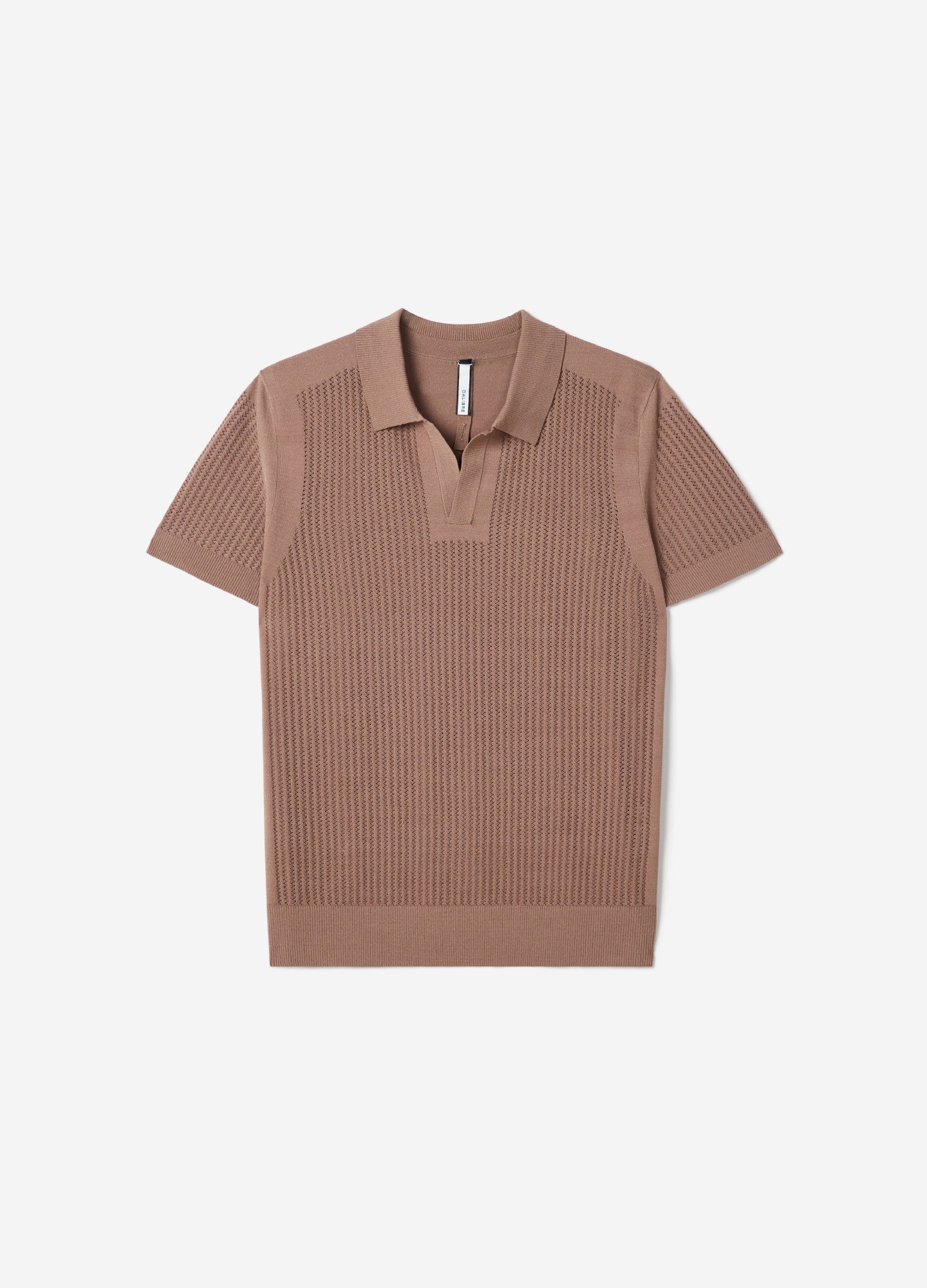 Zig Zag Lace Tech Knit Polo Mocha