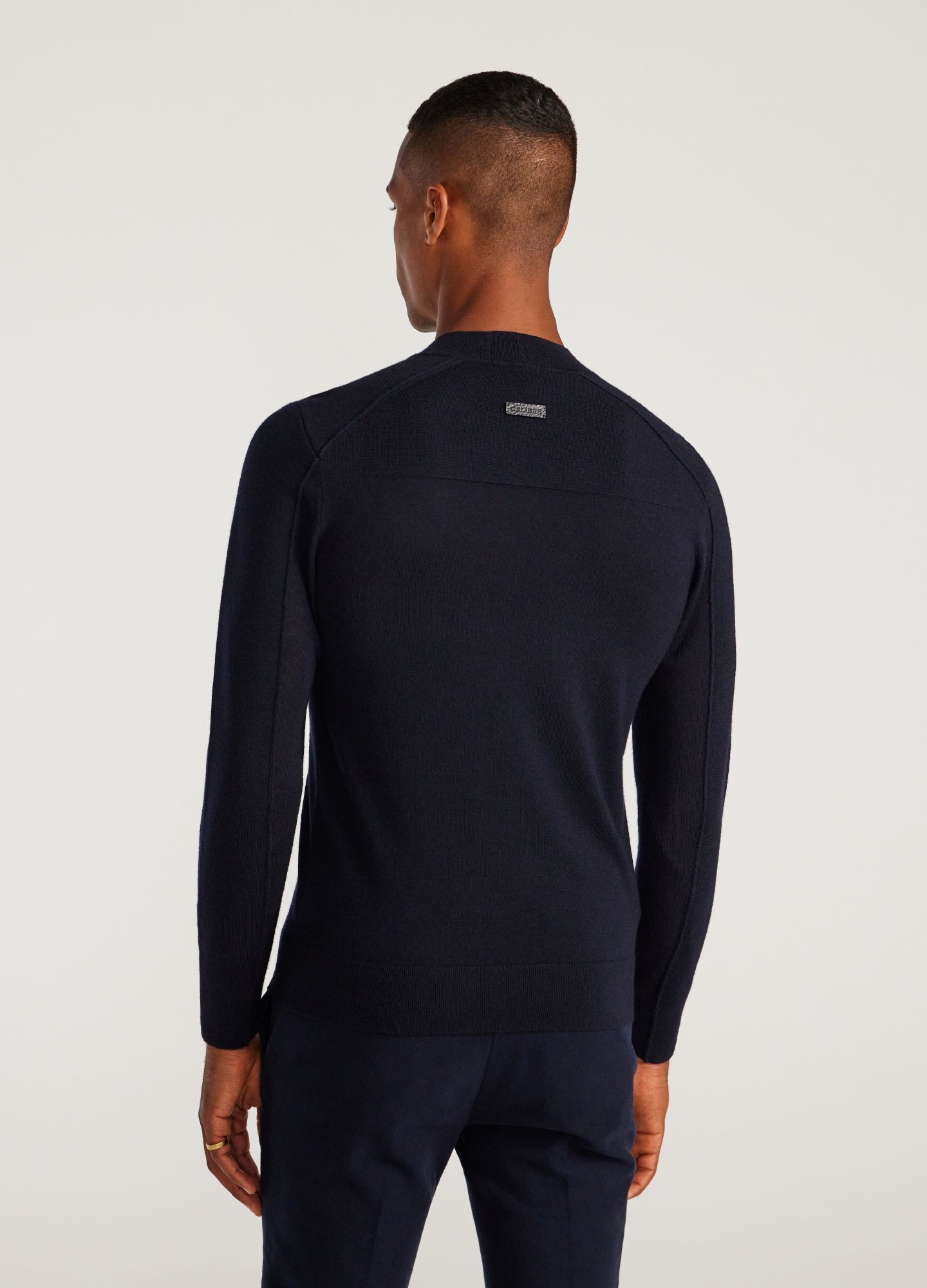 Mock Neck Merino Sweater Navy